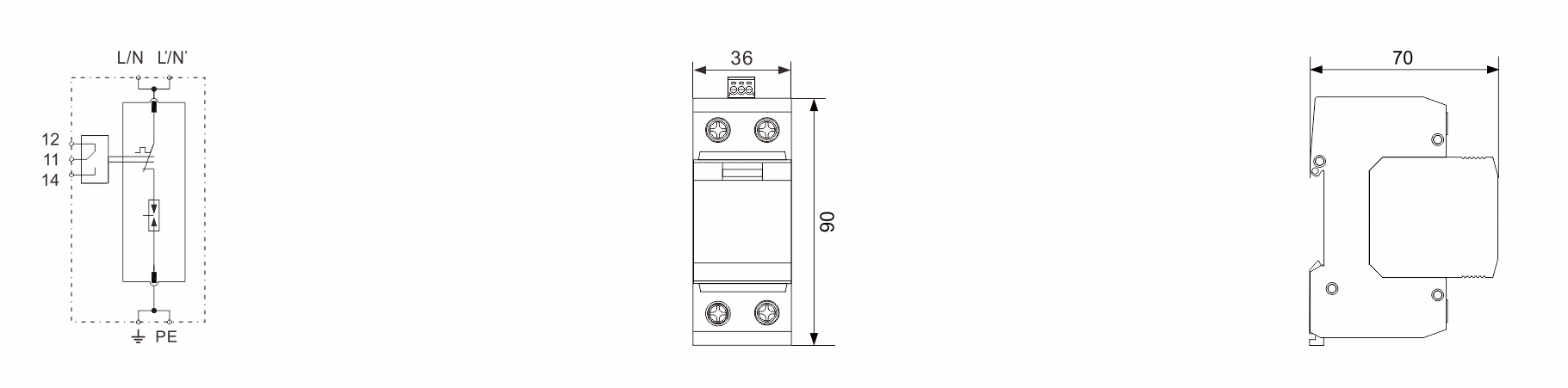 Britec BR-50GR 50kA surge protector connection diagram showing wiring arrangement