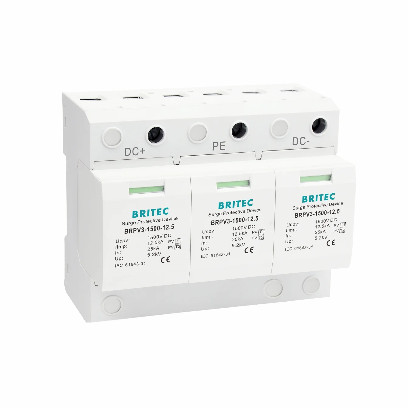 BRPV3-1500-12.5 1500V T1+T2 PV surge arrester for solar SPD
