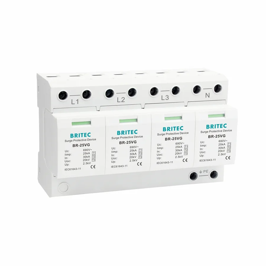 Britec BR-25VG 4P 25kA Type 1 SPD white background