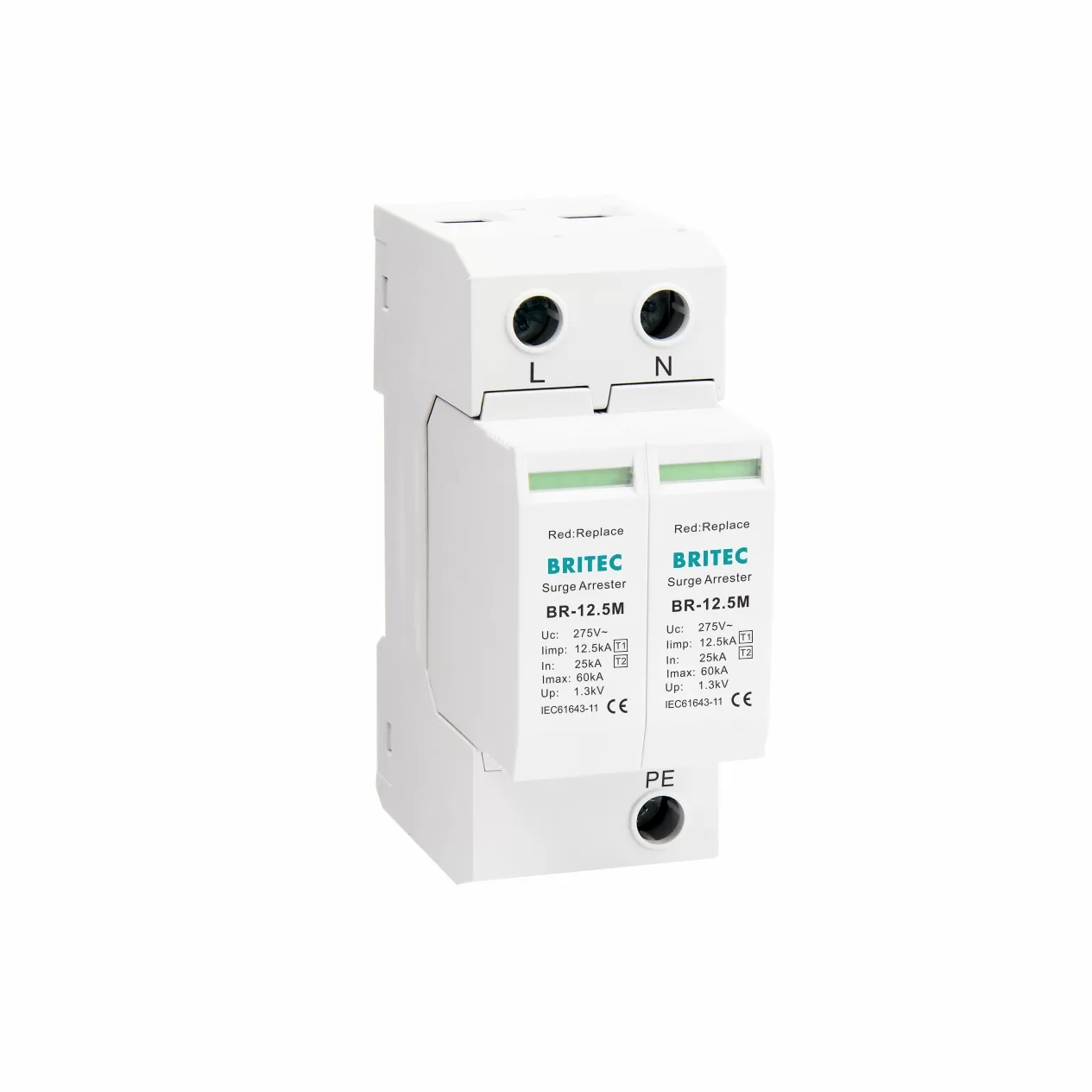 BR-12.5M 2P 12.5kA Type 1+2 Surge Protective Device For TNS