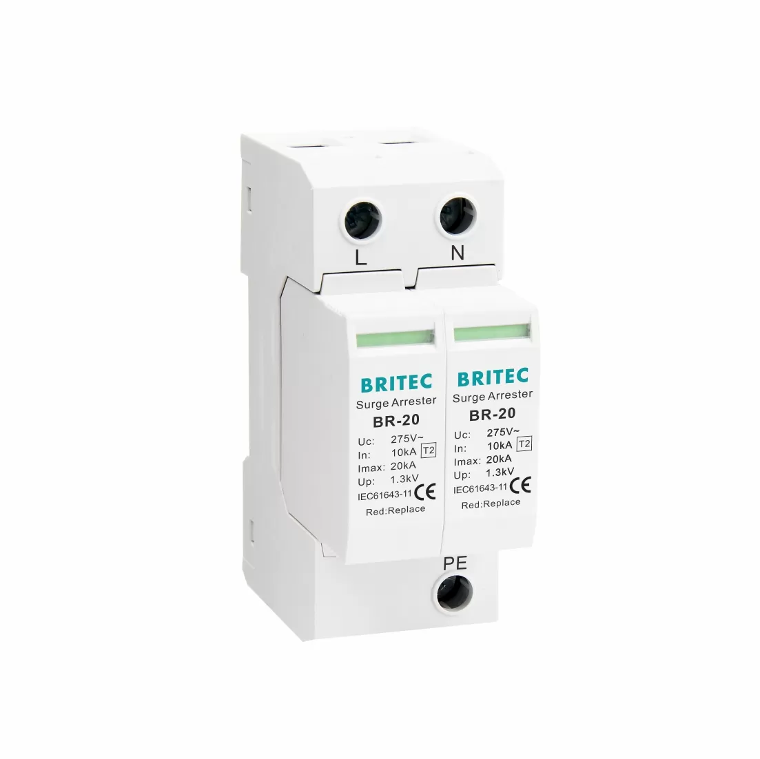 BR-20 2P Type 2 20kA Surge Protective Device For TNS