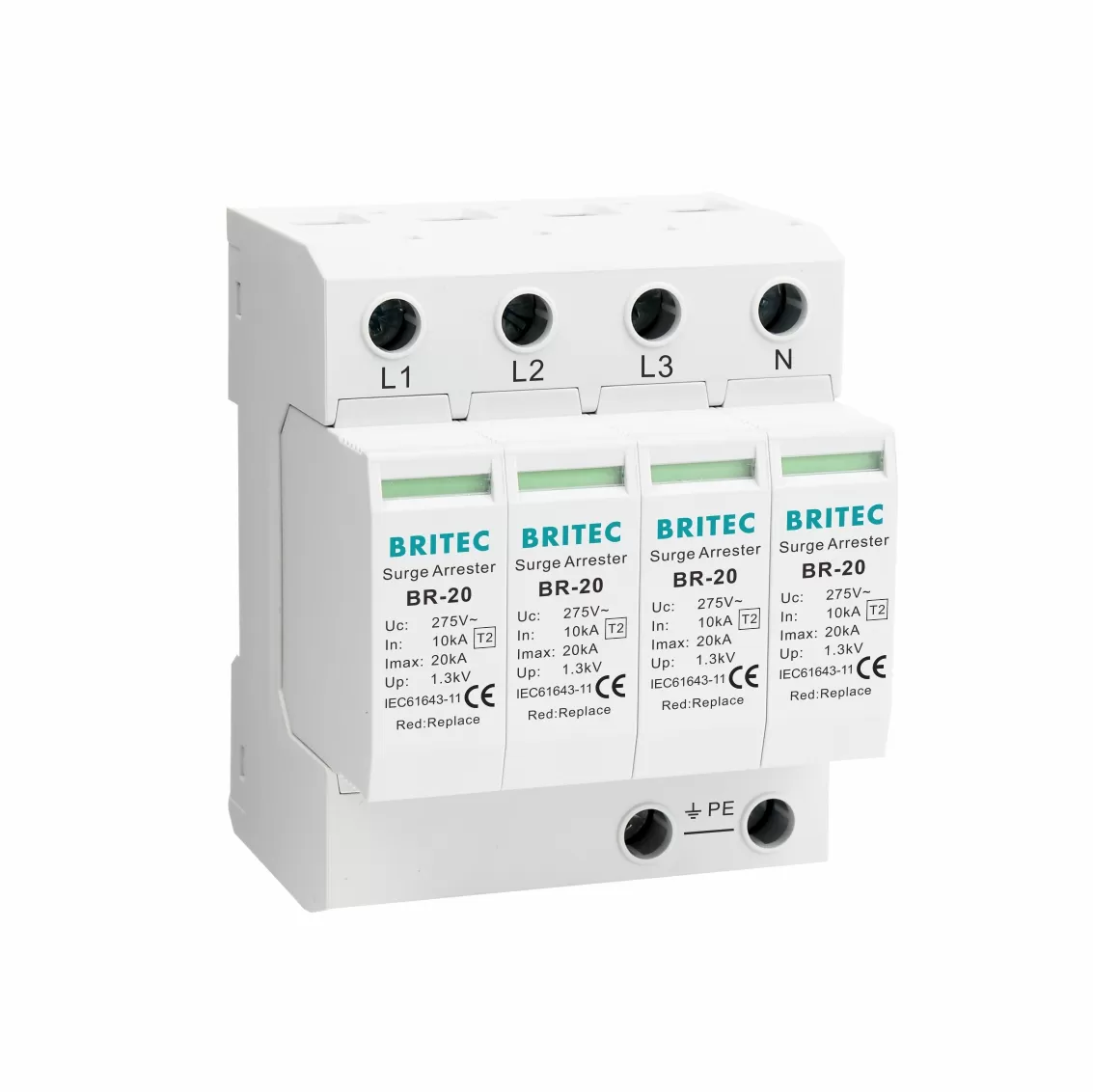 BR-20 4P Type 2 20kA Surge Protective Device For TNS