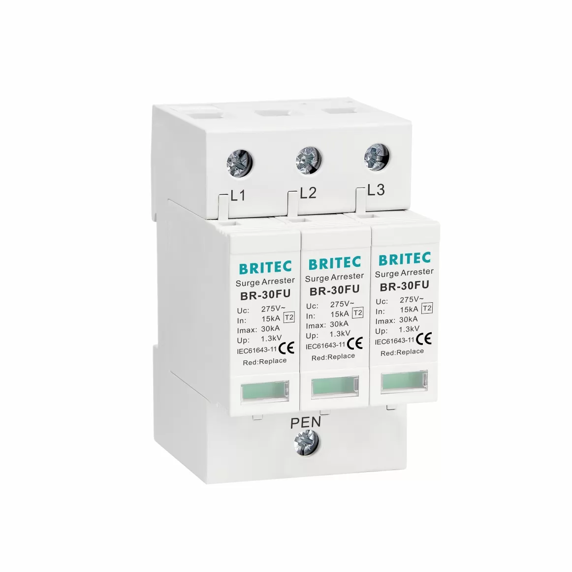 BR-30FU 3P 30kA Low Voltage Type 2 Surge Protection Device