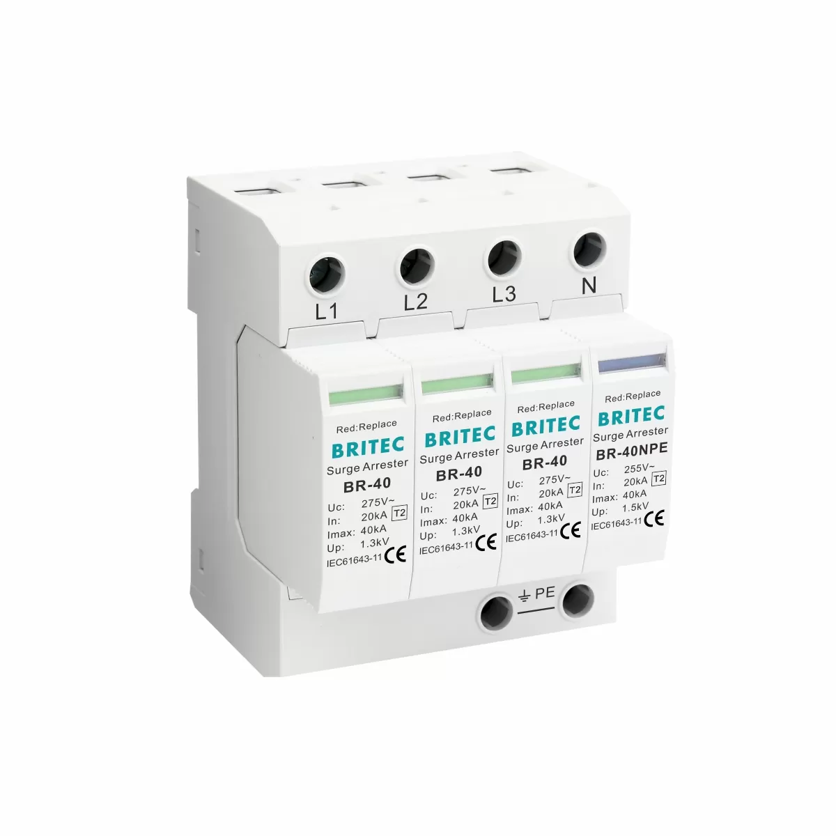 BR-40 3+1 Type 2 40kA Surge Protective Device For TT And TNS
