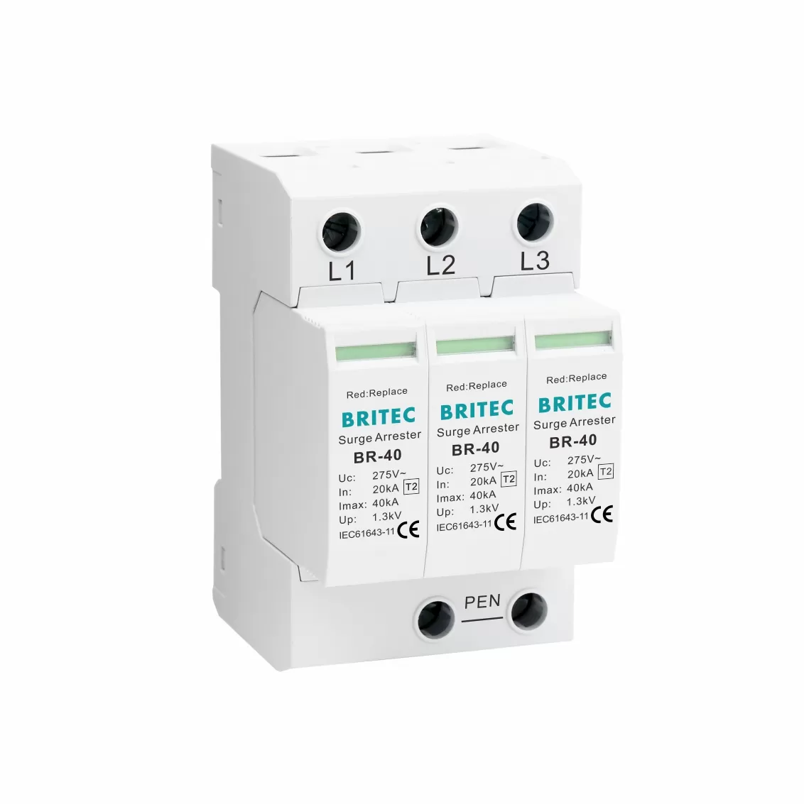 BR-40 3P Type 2 40kA Surge Protective Device For TN-C