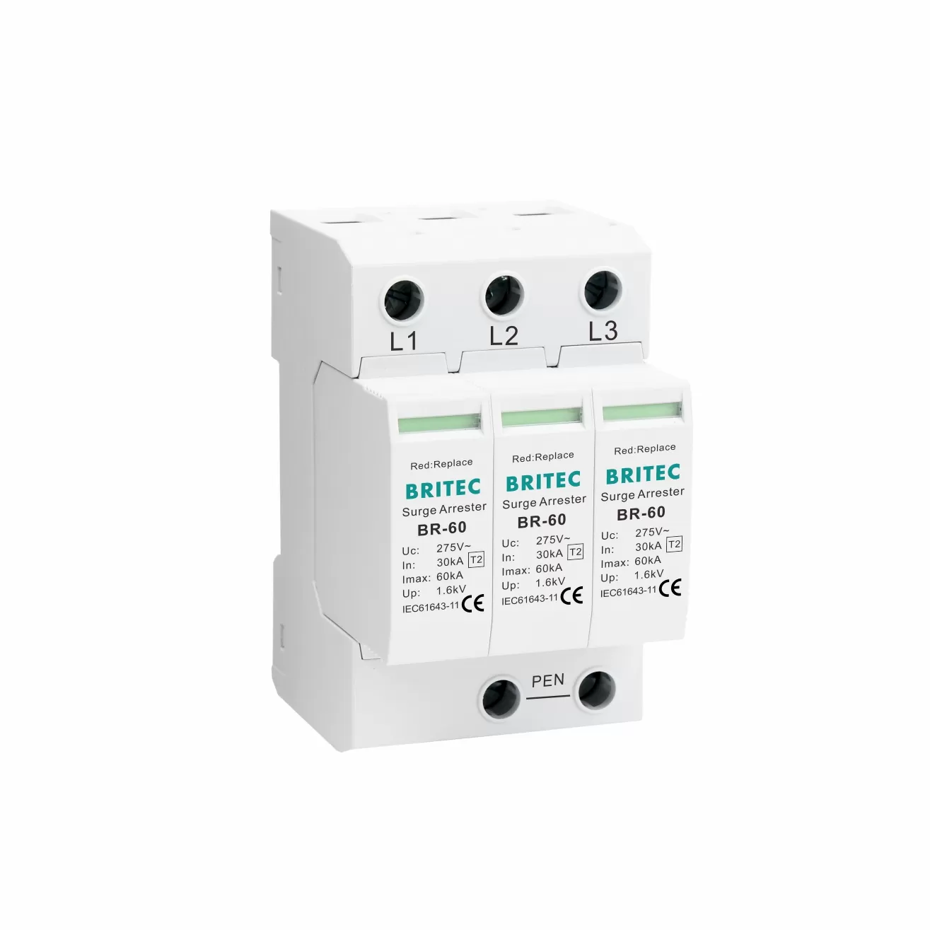BR-60 3P Type 2 60kA Surge Protective Device For TN-C