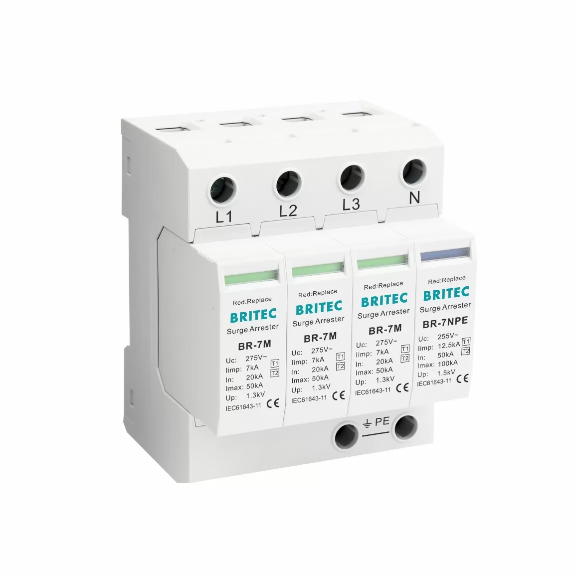 BR-7M 3+1 7kA Type 1+2 / B+C Surge Protective Device For TT And TNS