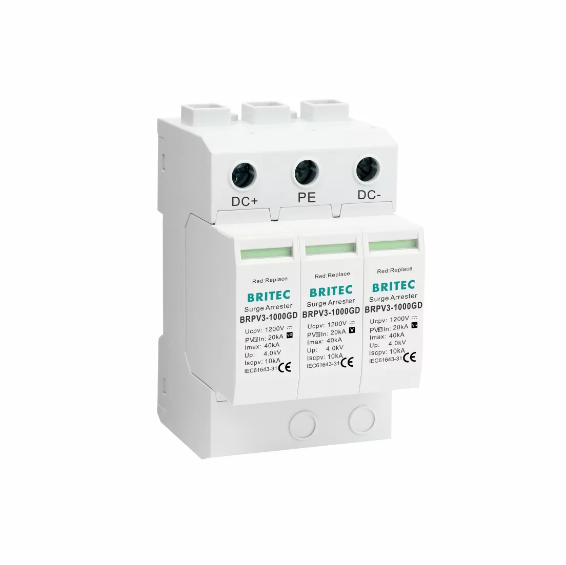 BRPV3-1000GD Low leakage Type 2 Surge Protection Device for PV upto 1000V