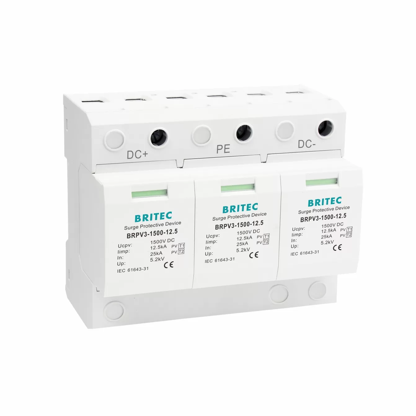 BRPV3-1500-12.5 T1+T2 1500V 12.5kA PV Surge Protection Device