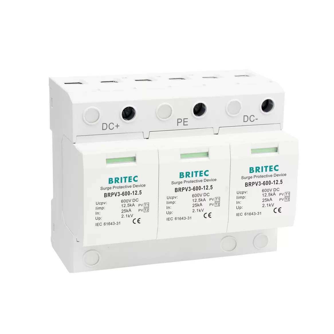 BRPV3-600-12.5 600V 12.5kA Type 1+2 PV Surge Protector