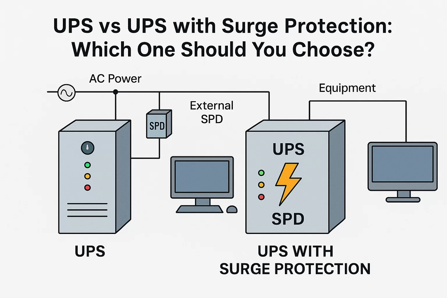 UPS vs UPS ylijännitesuojalla